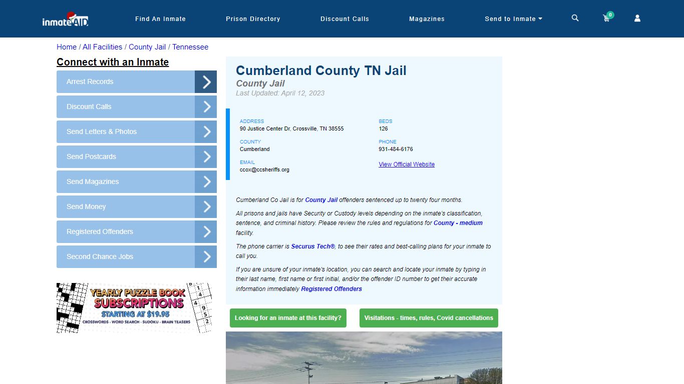 Cumberland County TN Jail - Inmate Locator - Crossville, TN